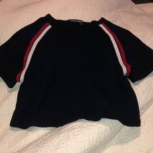 Brandy Melville cropped navy short sleeve